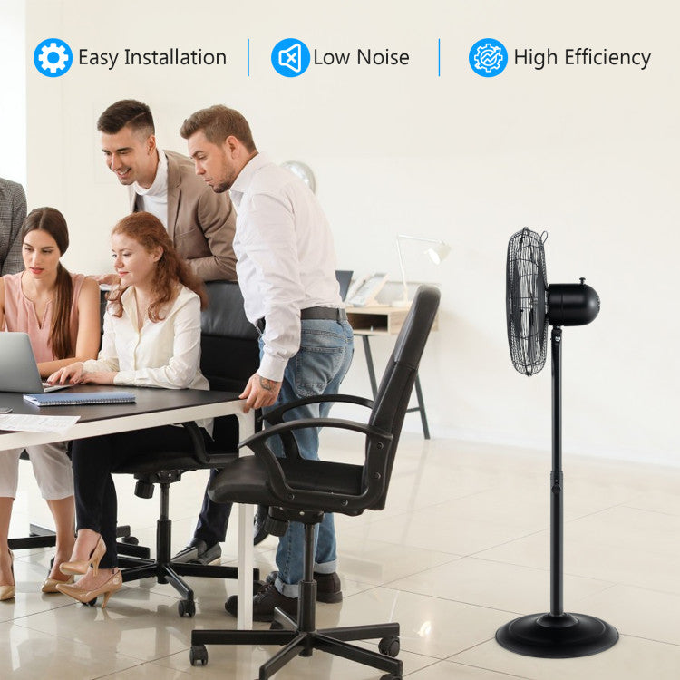 Height-Adjustable 16-Inch Pedestal Fan – Oscillating Standing Unit with 3 Speed Modes | Comfort Circulation | For Office & Indoor Use