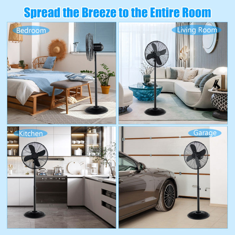Height-Adjustable 16-Inch Pedestal Fan – Oscillating Standing Unit with 3 Speed Modes | Comfort Circulation | For Office & Indoor Use