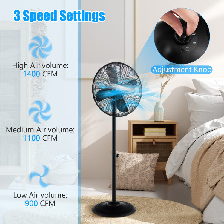Height-Adjustable 16-Inch Pedestal Fan – Oscillating Standing Unit with 3 Speed Modes | Comfort Circulation | For Office & Indoor Use