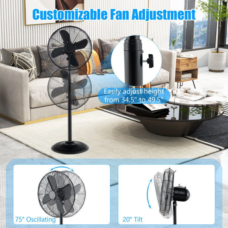 Height-Adjustable 16-Inch Pedestal Fan – Oscillating Standing Unit with 3 Speed Modes | Comfort Circulation | For Office & Indoor Use