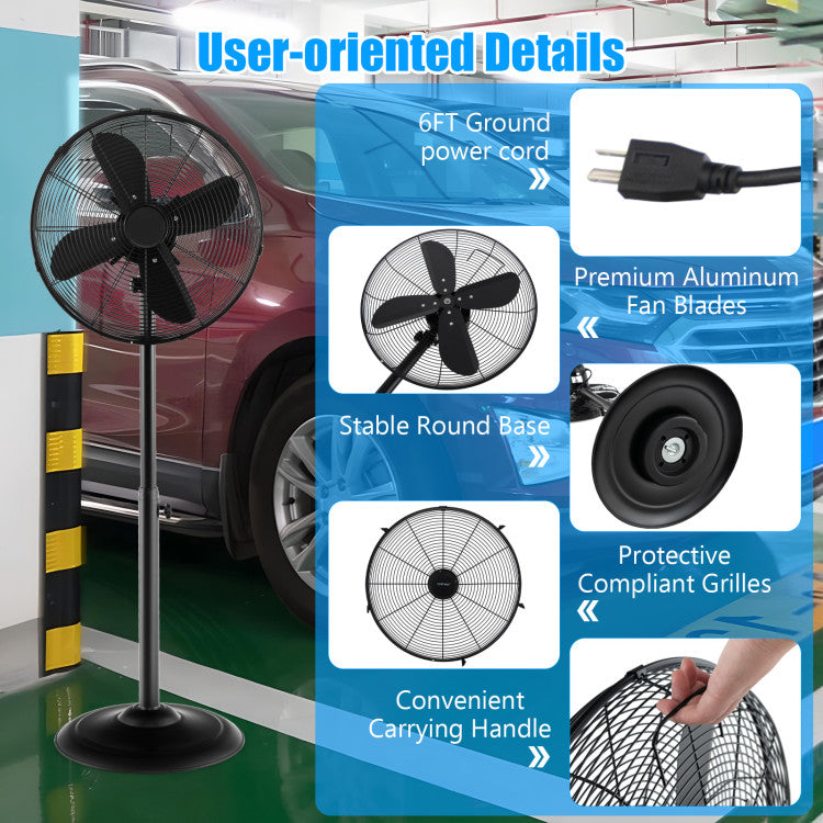 Height-Adjustable 16-Inch Pedestal Fan – Oscillating Standing Unit with 3 Speed Modes | Comfort Circulation | For Office & Indoor Use