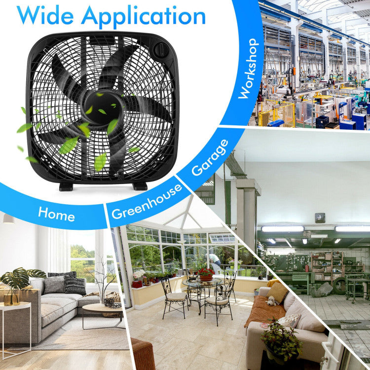 20-Inch Box Floor Fan – High-Performance Cooling Unit with 3-Speed Settings & Manual Control | Strong Breeze | For Room & Garage