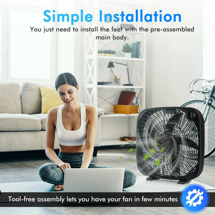 20-Inch Box Floor Fan – High-Performance Cooling Unit with 3-Speed Settings & Manual Control | Strong Breeze | For Room & Garage