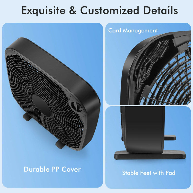 20-Inch Box Floor Fan – High-Performance Cooling Unit with 3-Speed Settings & Manual Control | Strong Breeze | For Room & Garage