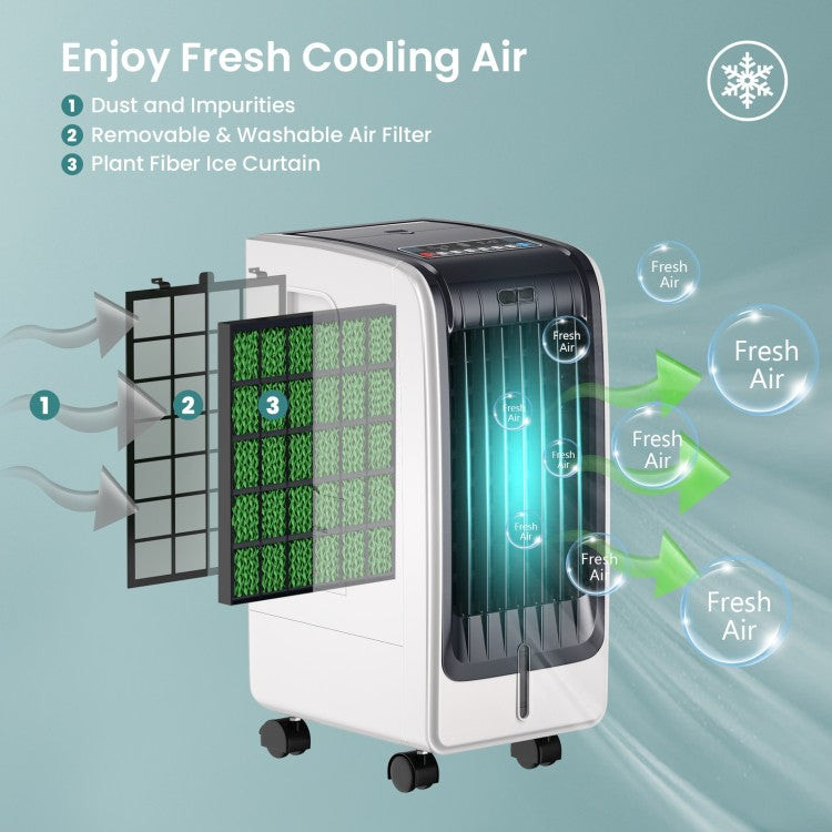 110V Portable Evaporative Cooler – 3-Speed Air Fan with 8-Hour Timer & Water Tank | Personalized Breeze | Ideal for Home & Office Use