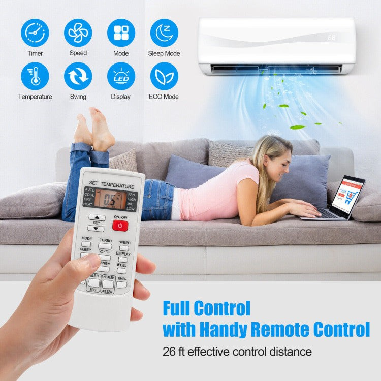 High-Efficiency 9000 BTU Ductless Mini Split – 17 SEER2 AC & Heater Combo | Space-Saving Cooling & Heating | Perfect for Home & Work Areas