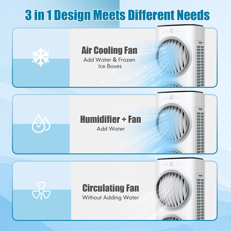 3-in-1 Evaporative Air Fan with Remote – Quiet Cooling System & 9-Hour Timer | Custom Climate | For Indoor Comfort Zones