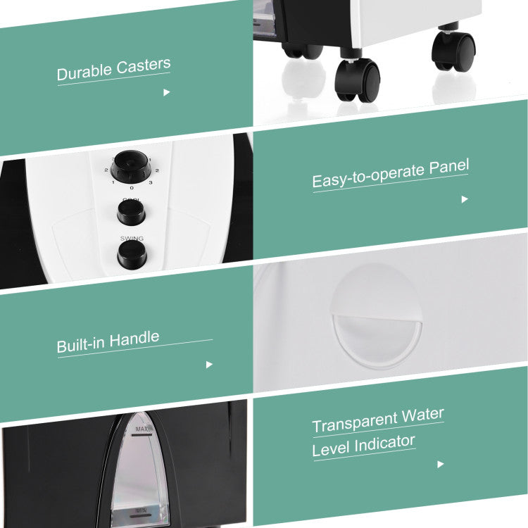 Portable Evaporative Cooler – Space-Saving 3-in-1 Air Unit with Filter & Humidifier Function | Breezy Relief | Ideal for Bedroom & Desk