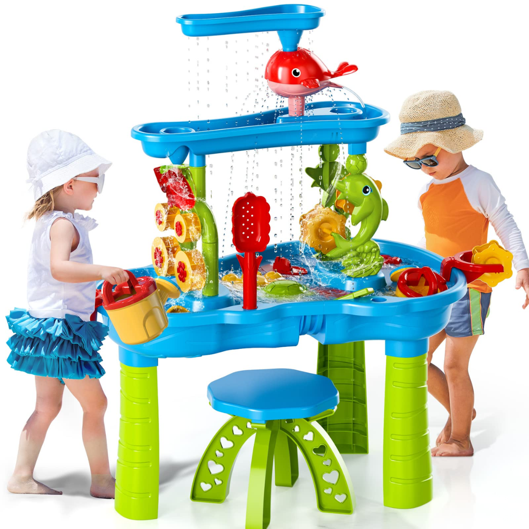 Durable 3-in-1 Sand and Water Table for Kids – Outdoor Play with 15 Accessories