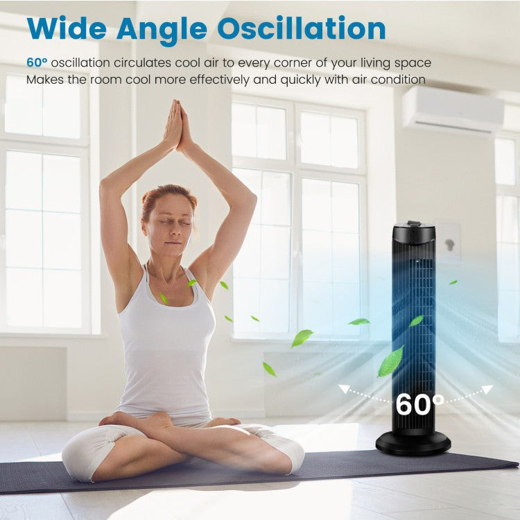 Ultra-Quiet 35W Bladeless Fan – 28-Inch Stylish Tower Design with Smooth Oscillation | Safe Breeze | Ideal for Indoor Comfort