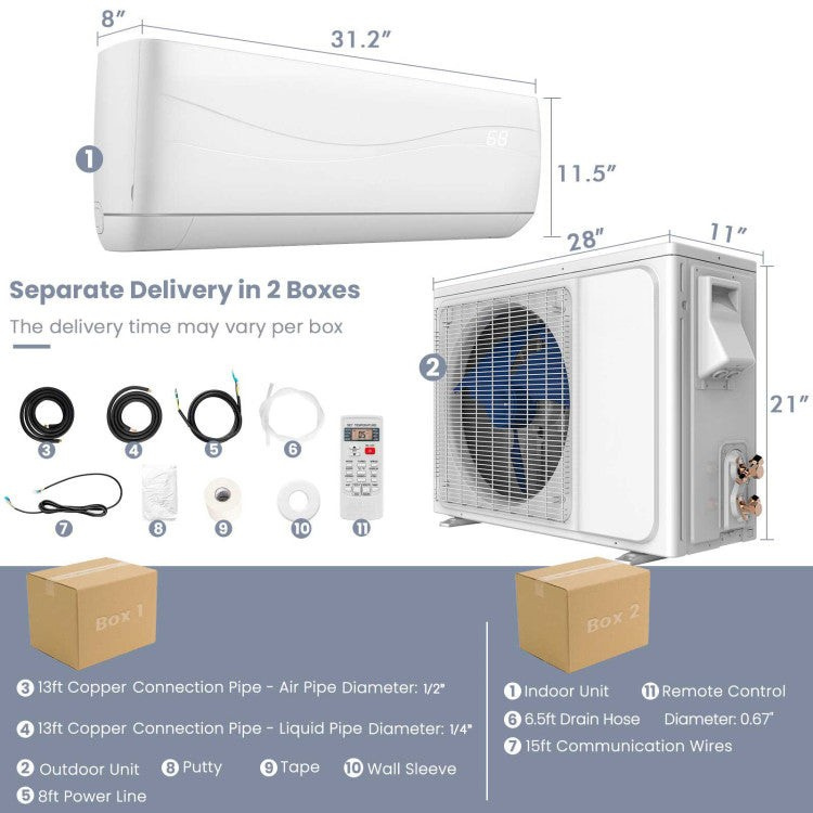 High-Efficiency 9000 BTU Ductless Mini Split – 17 SEER2 AC & Heater Combo | Space-Saving Cooling & Heating | Perfect for Home & Work Areas