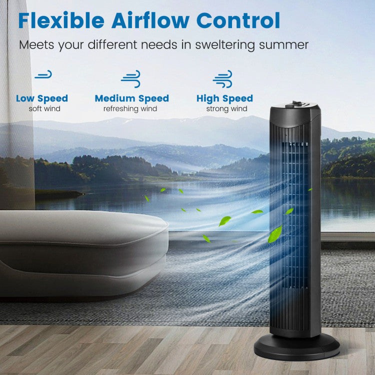 Ultra-Quiet 35W Bladeless Fan – 28-Inch Stylish Tower Design with Smooth Oscillation | Safe Breeze | Ideal for Indoor Comfort