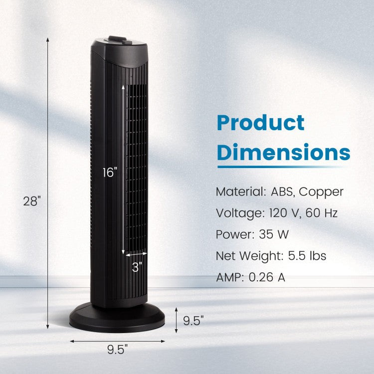 Ultra-Quiet 35W Bladeless Fan – 28-Inch Stylish Tower Design with Smooth Oscillation | Safe Breeze | Ideal for Indoor Comfort