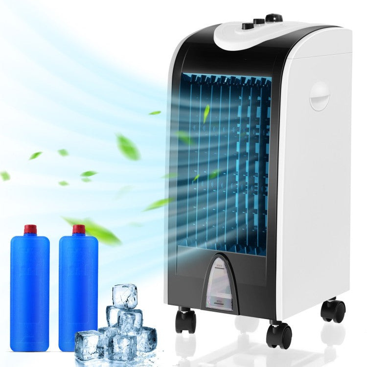 Portable Evaporative Cooler – Space-Saving 3-in-1 Air Unit with Filter & Humidifier Function | Breezy Relief | Ideal for Bedroom & Desk