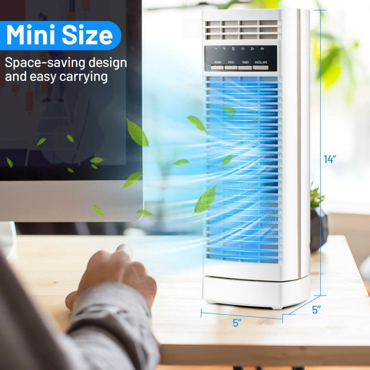 Space-Saving Tower Desk Fan – 14-Inch Oscillating Fan with Timer & Multi-Speed Control | Efficient Cooling | Ideal for Bedrooms & Workspaces