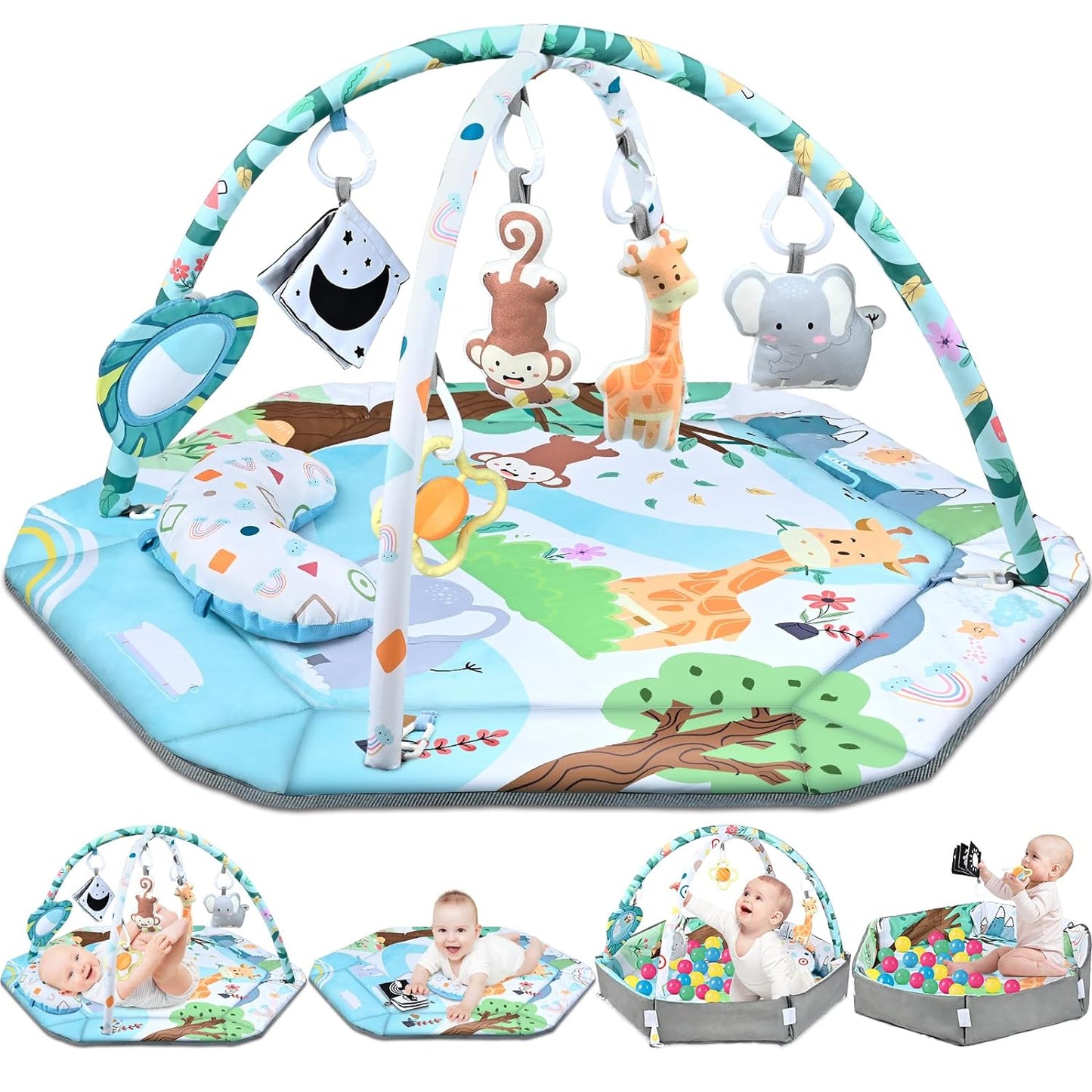 Multifunctional 8-in-1 Baby Play Mat – Detachable Sensory Toys with Soft Foam Design for Babies