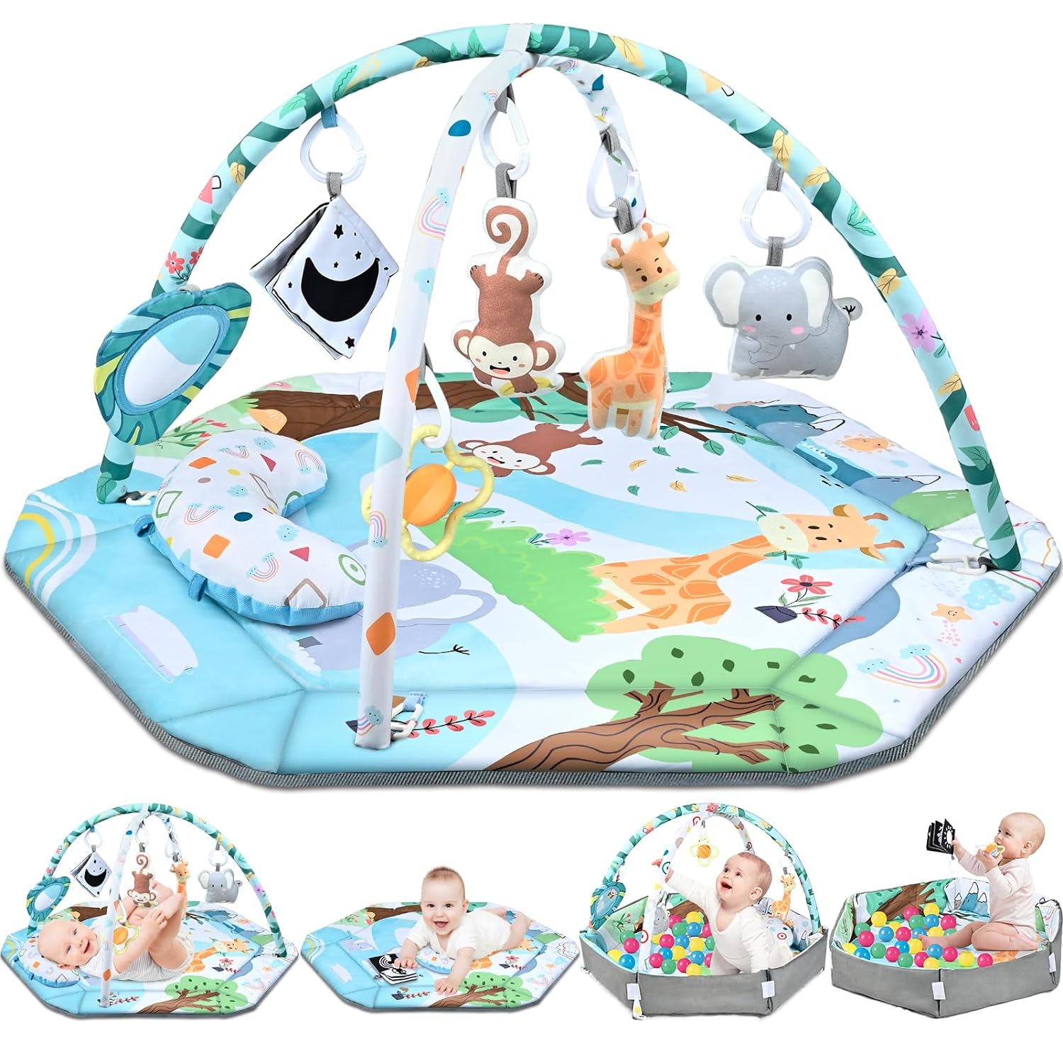 Multifunctional 8-in-1 Baby Play Mat – Detachable Sensory Toys with Soft Foam Design for Babies