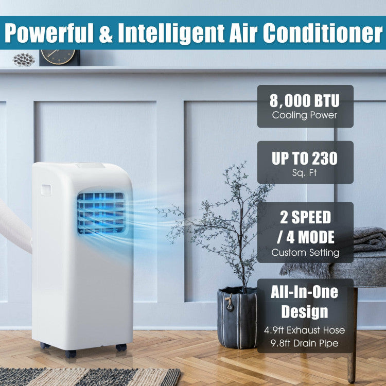 Compact Portable AC – 8000 BTU Air Conditioner with Dehumidifier Mode | Fast Relief | Perfect for Bedrooms & Offices