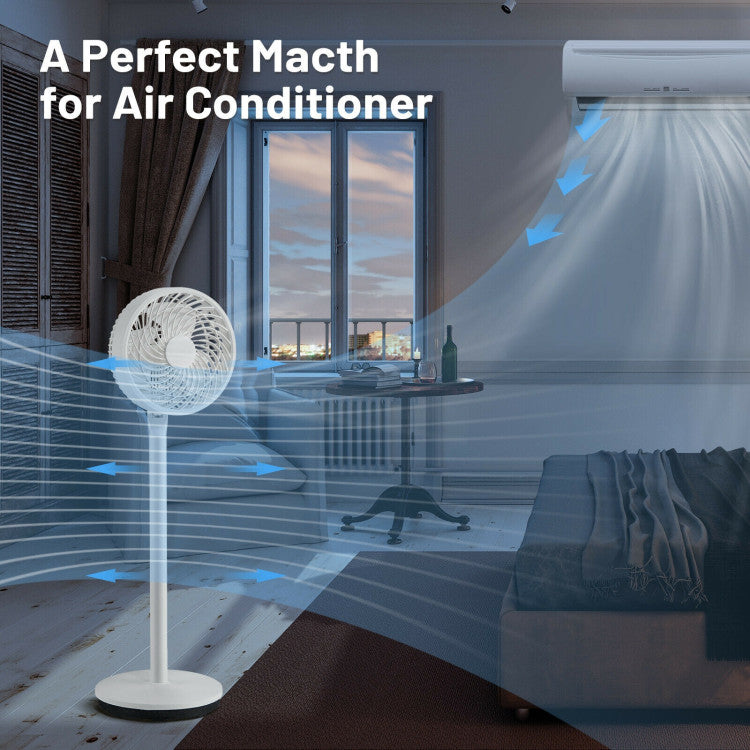 Compact 9-Inch Standing Fan – Silent Operation with Tilt & Oscillation | Customizable Airflow | For Bedrooms & Desks