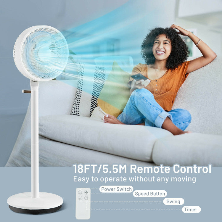 Compact 9-Inch Standing Fan – Silent Operation with Tilt & Oscillation | Customizable Airflow | For Bedrooms & Desks