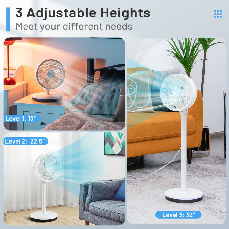 Compact 9-Inch Standing Fan – Silent Operation with Tilt & Oscillation | Customizable Airflow | For Bedrooms & Desks