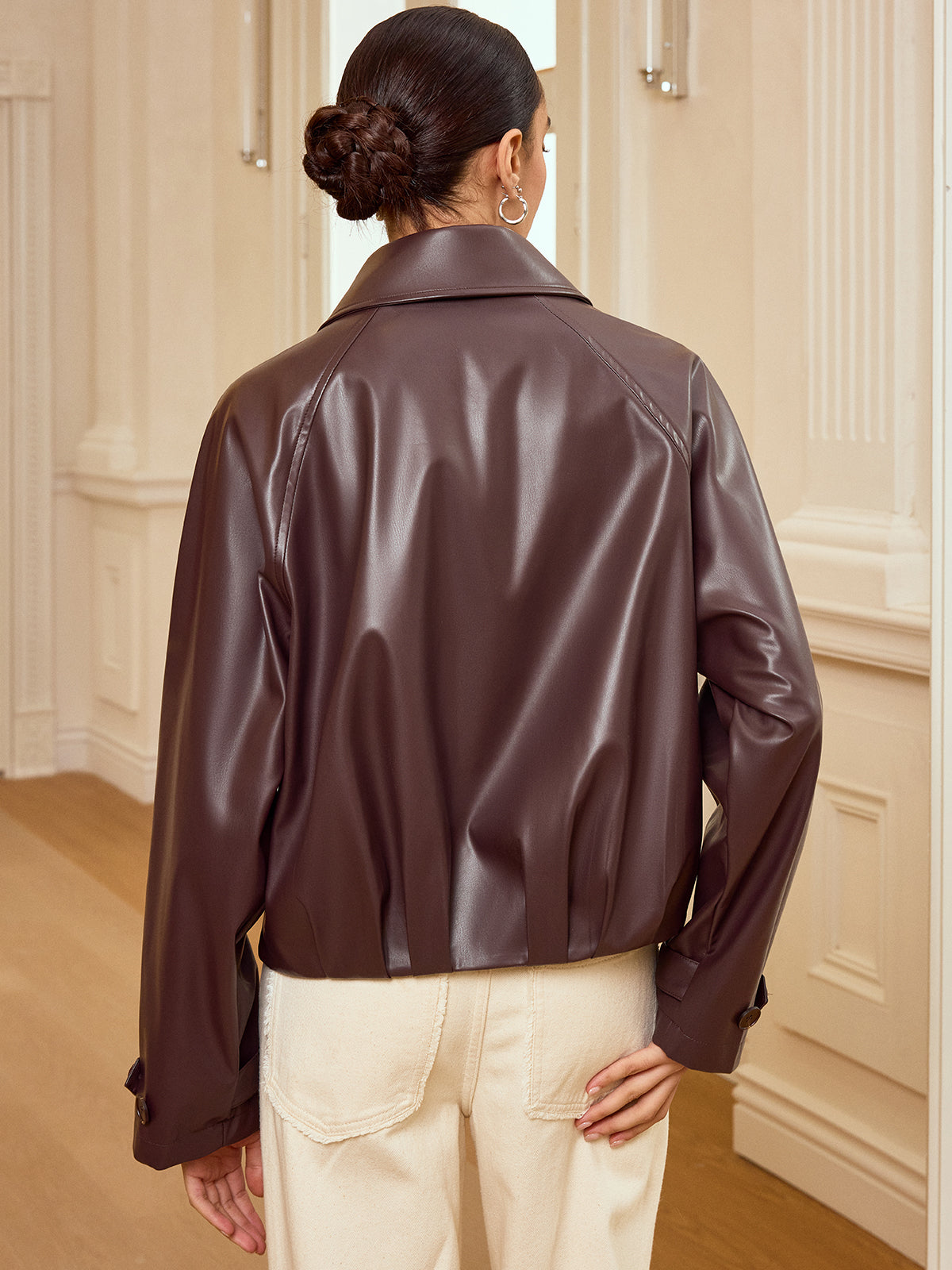 Alison | Refined Collared Zip-Up Faux PU Jacket