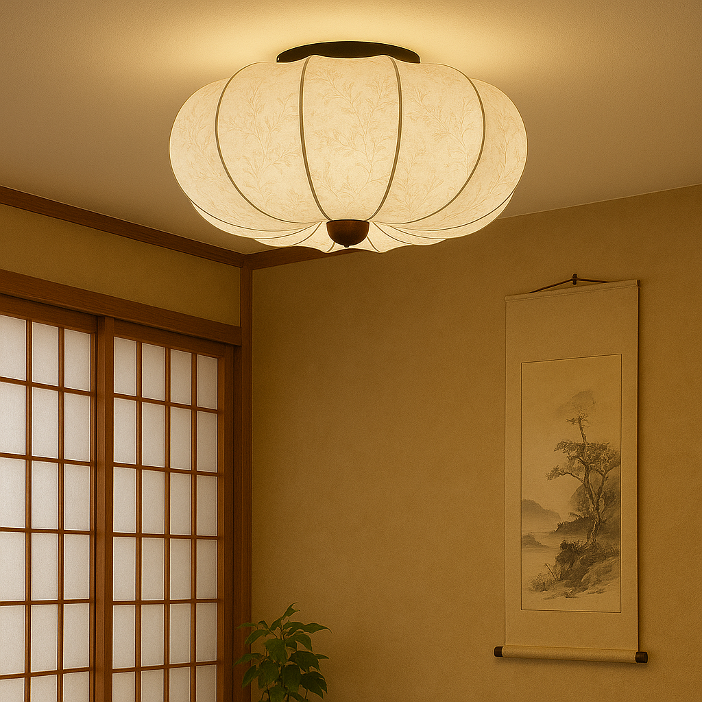 Ambrya | Elegant Medieval-Style Silk Ceiling Lamp with Retro Charm