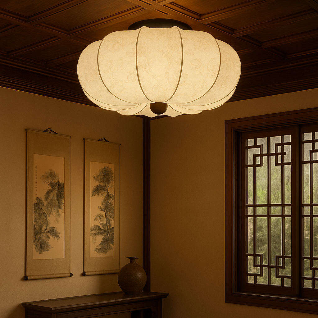 Ambrya | Elegant Medieval-Style Silk Ceiling Lamp with Retro Charm