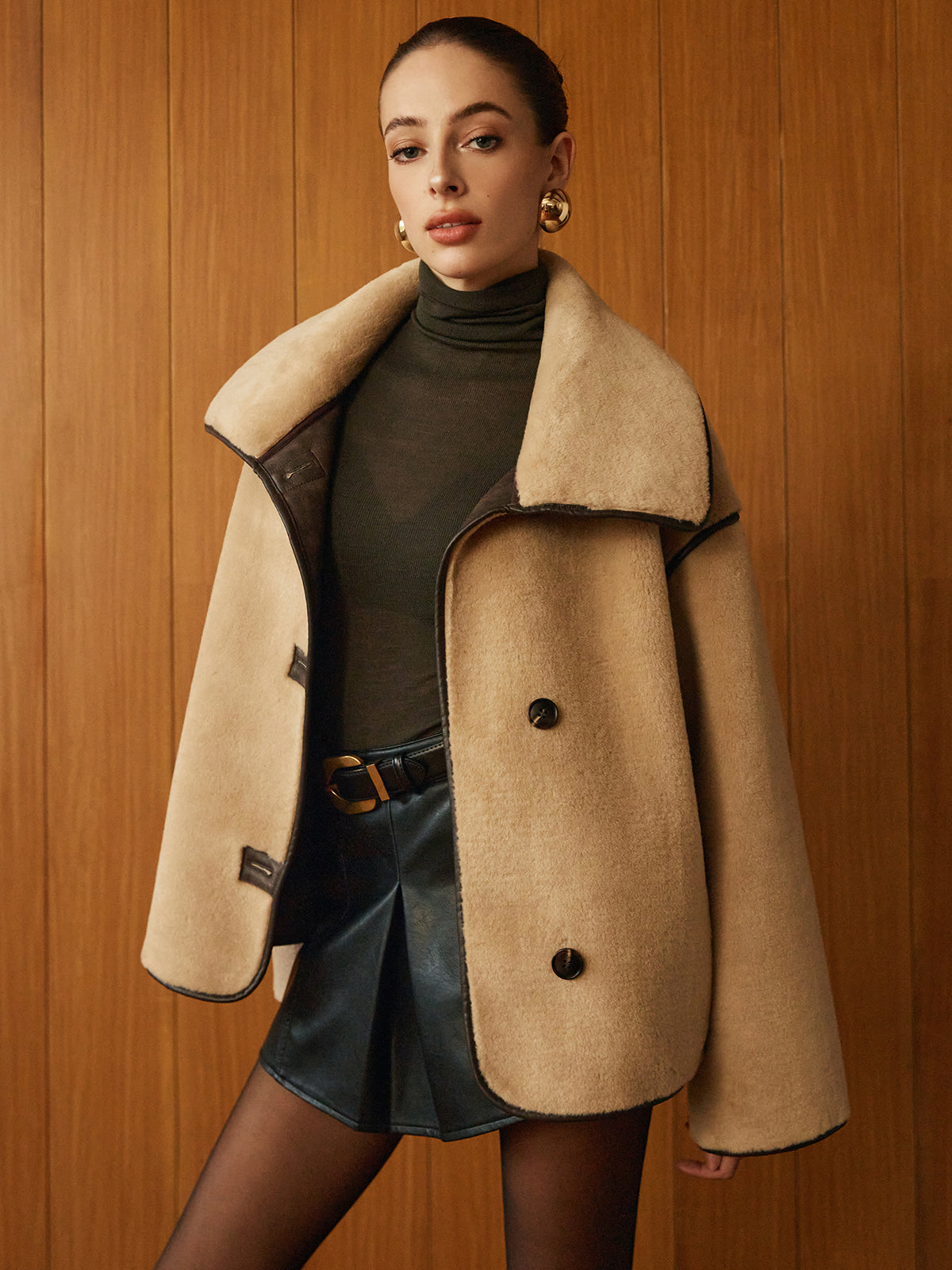 Angelica | Contrast Piping Minky Long Coat