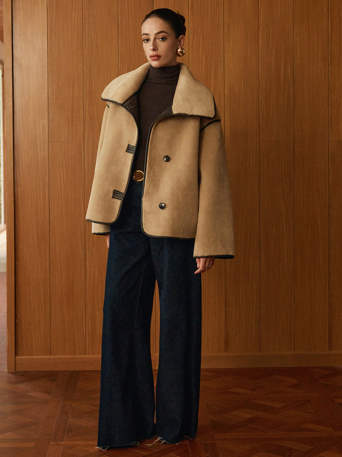 Angelica | Contrast Piping Minky Long Coat