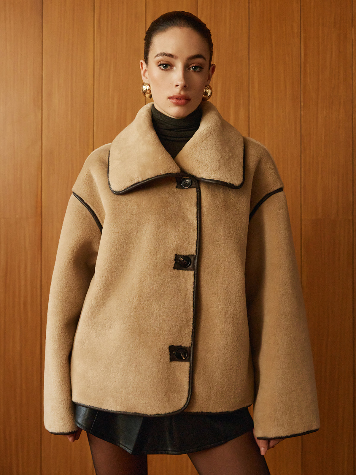Angelica | Contrast Piping Minky Long Coat