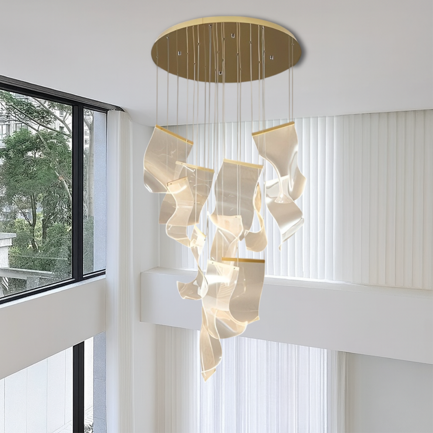 Archinea | Acrylic Gold Stair Chandelier with Modern Touch