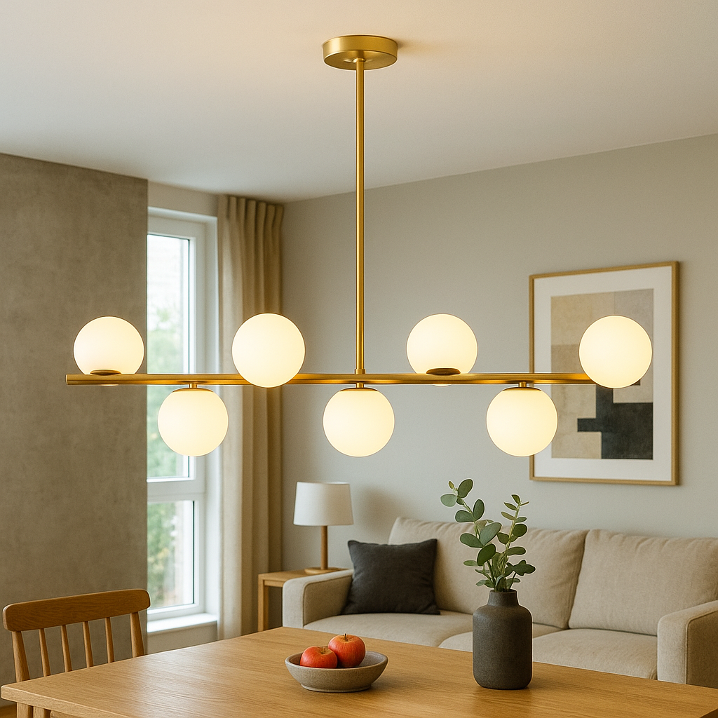 Arvion | Elegant Gold Chandelier Pendant Lamp for Dining or Kitchen