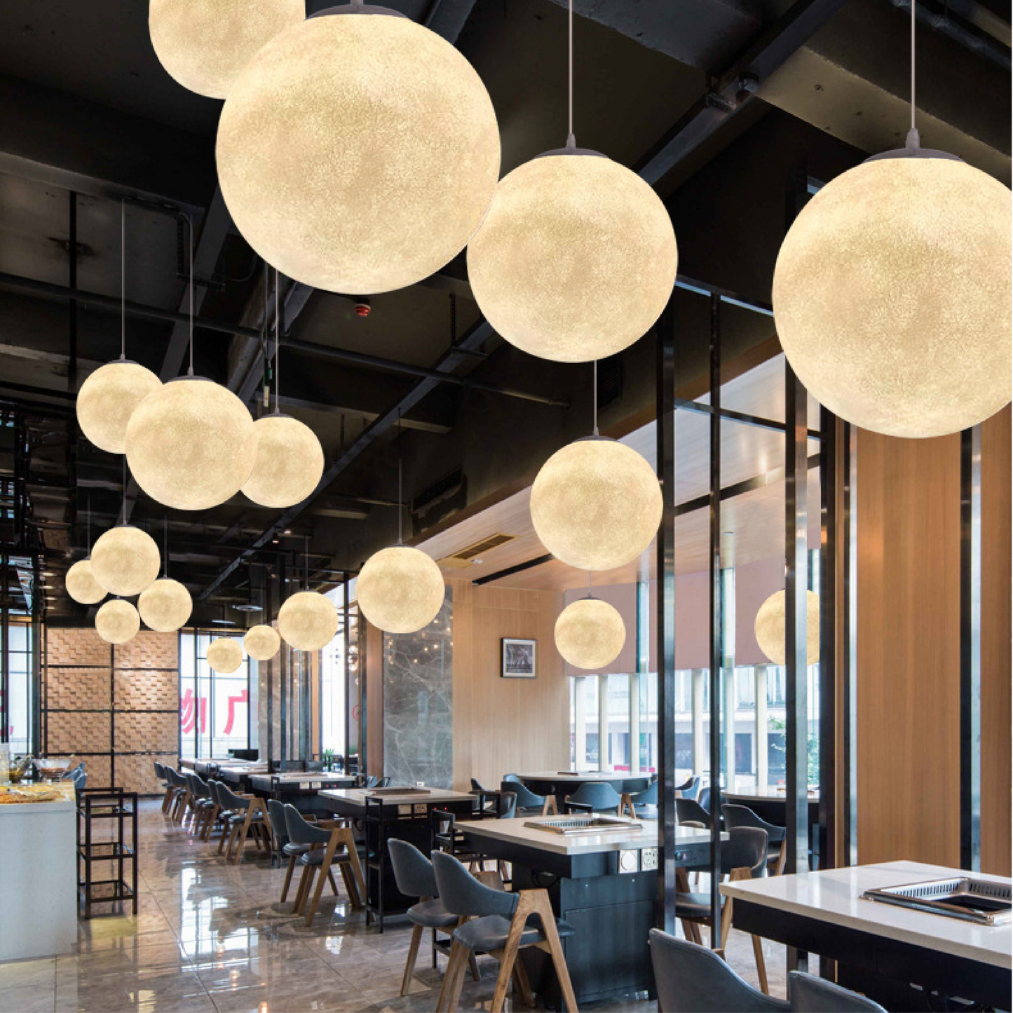 Auralis | Glowing Moon Pattern Hanging Lamp