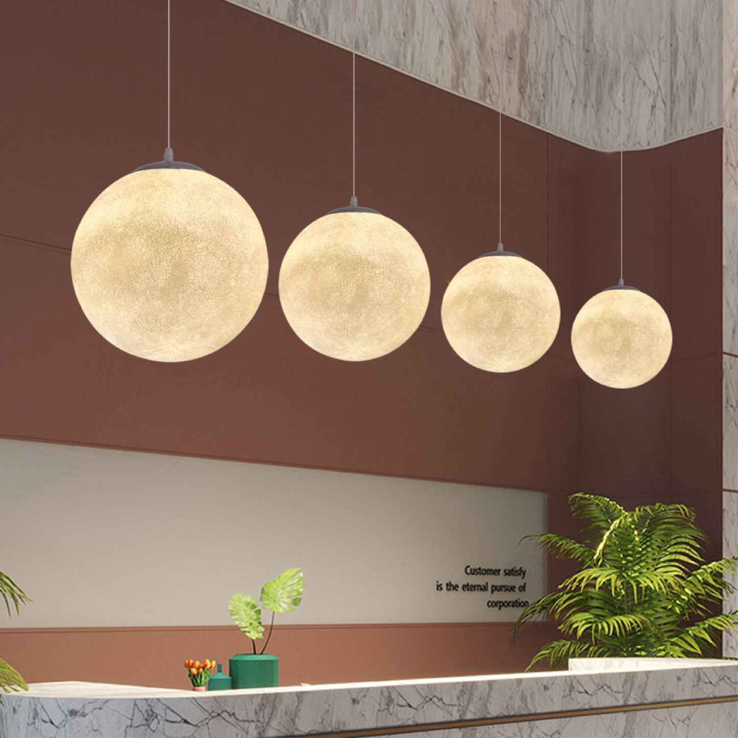 Auralis | Glowing Moon Pattern Hanging Lamp