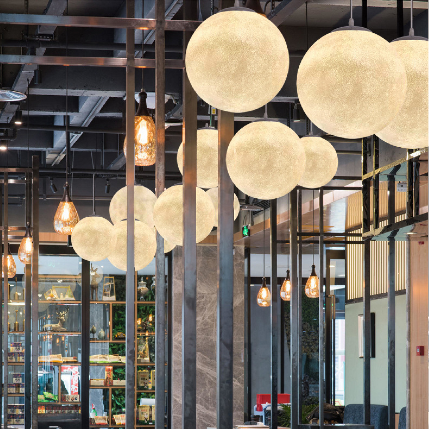 Auralis | Glowing Moon Pattern Hanging Lamp