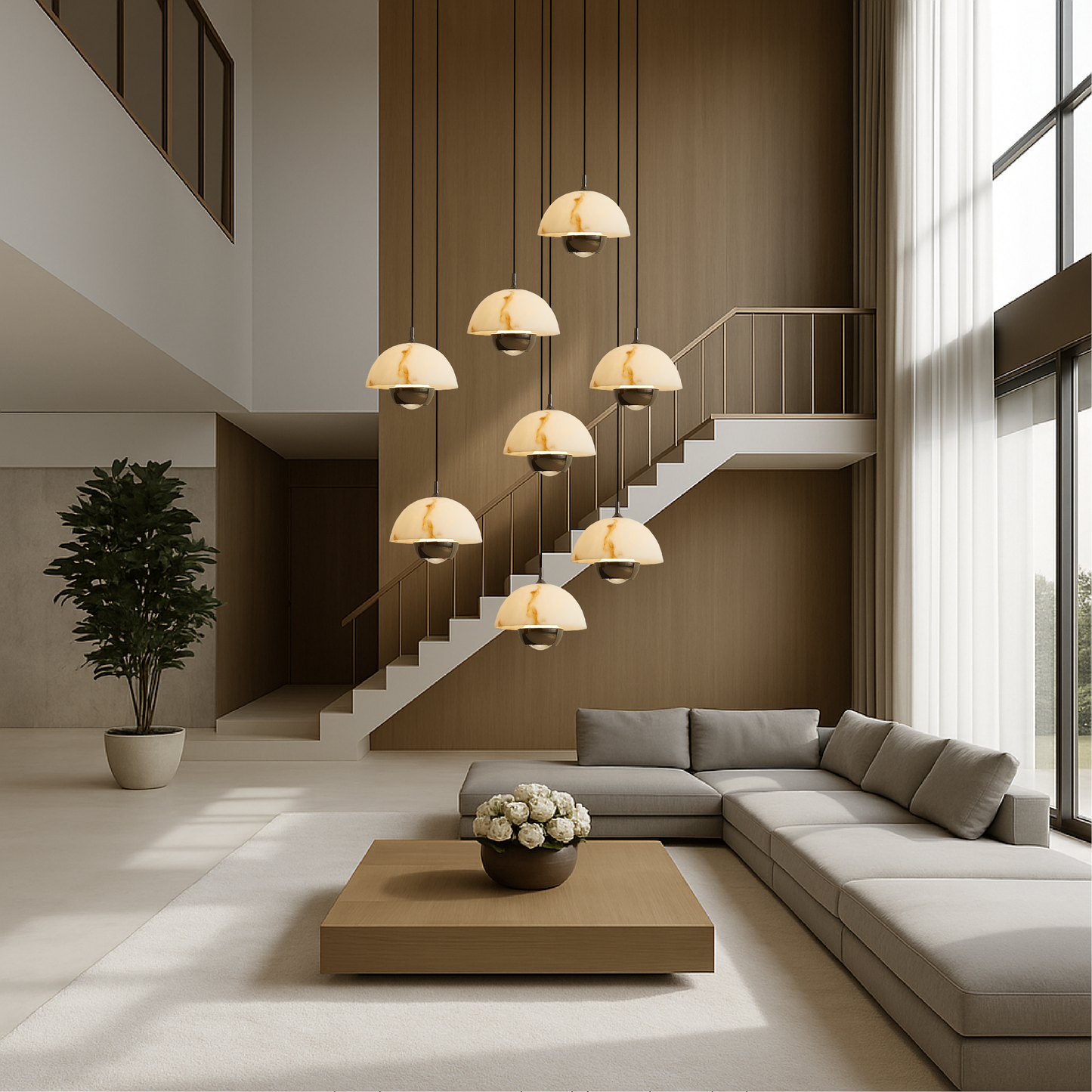 AureaStone | Decorative 8 Heads Marble Staircase Chandelier
