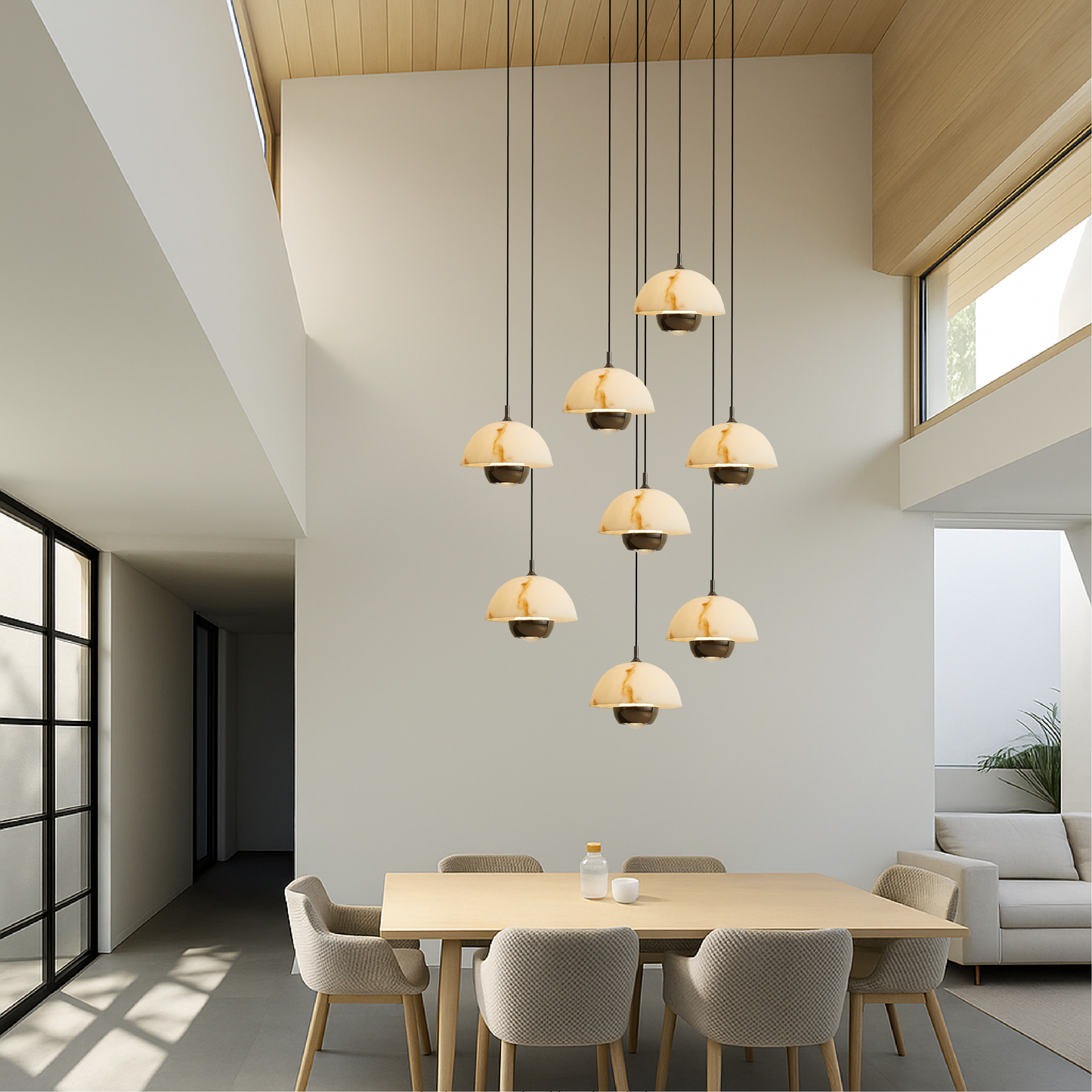AureaStone | Decorative 8 Heads Marble Staircase Chandelier