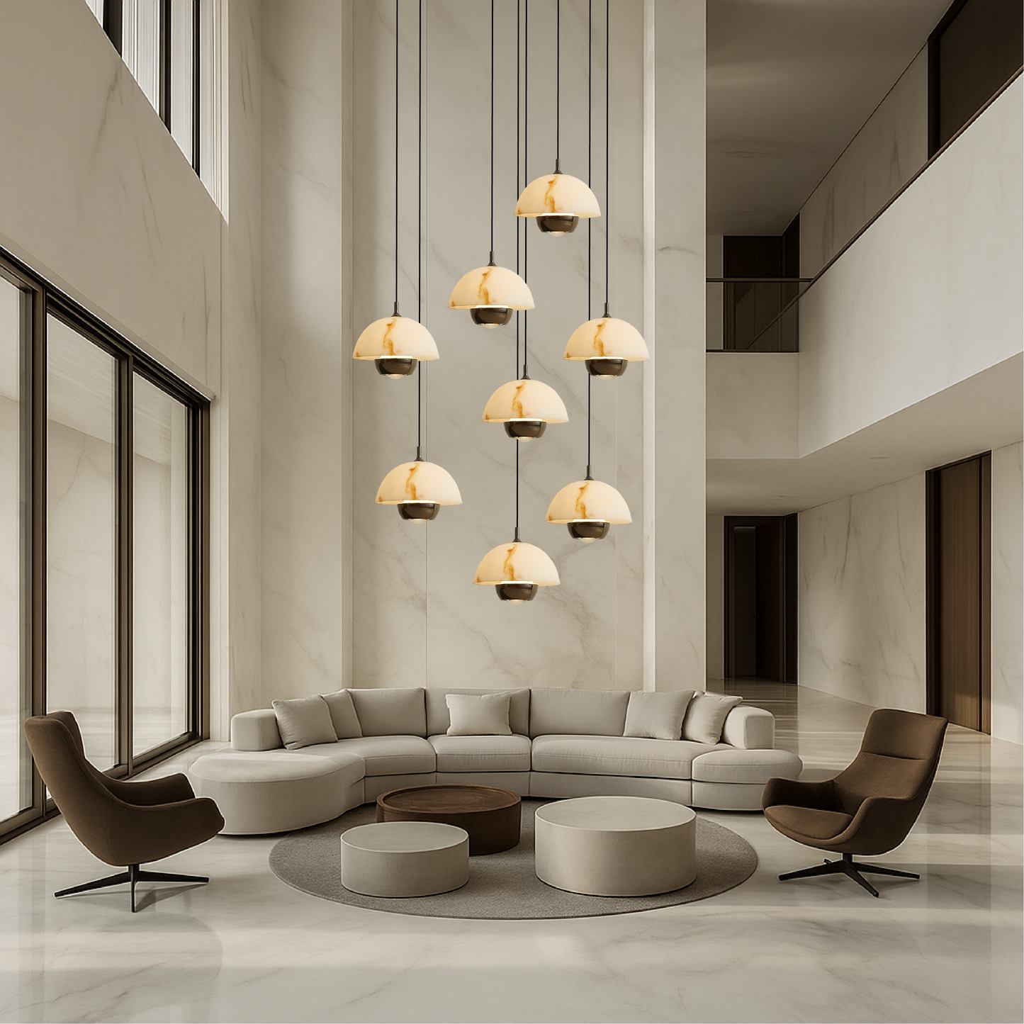 AureaStone | Decorative 8 Heads Marble Staircase Chandelier