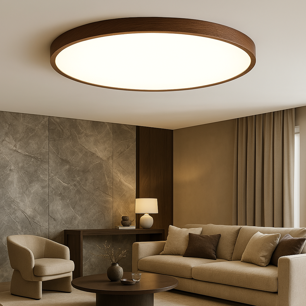 Aurivra | Modern Ceiling Lamp with Dark Wood Grain for Stylish Interiors
