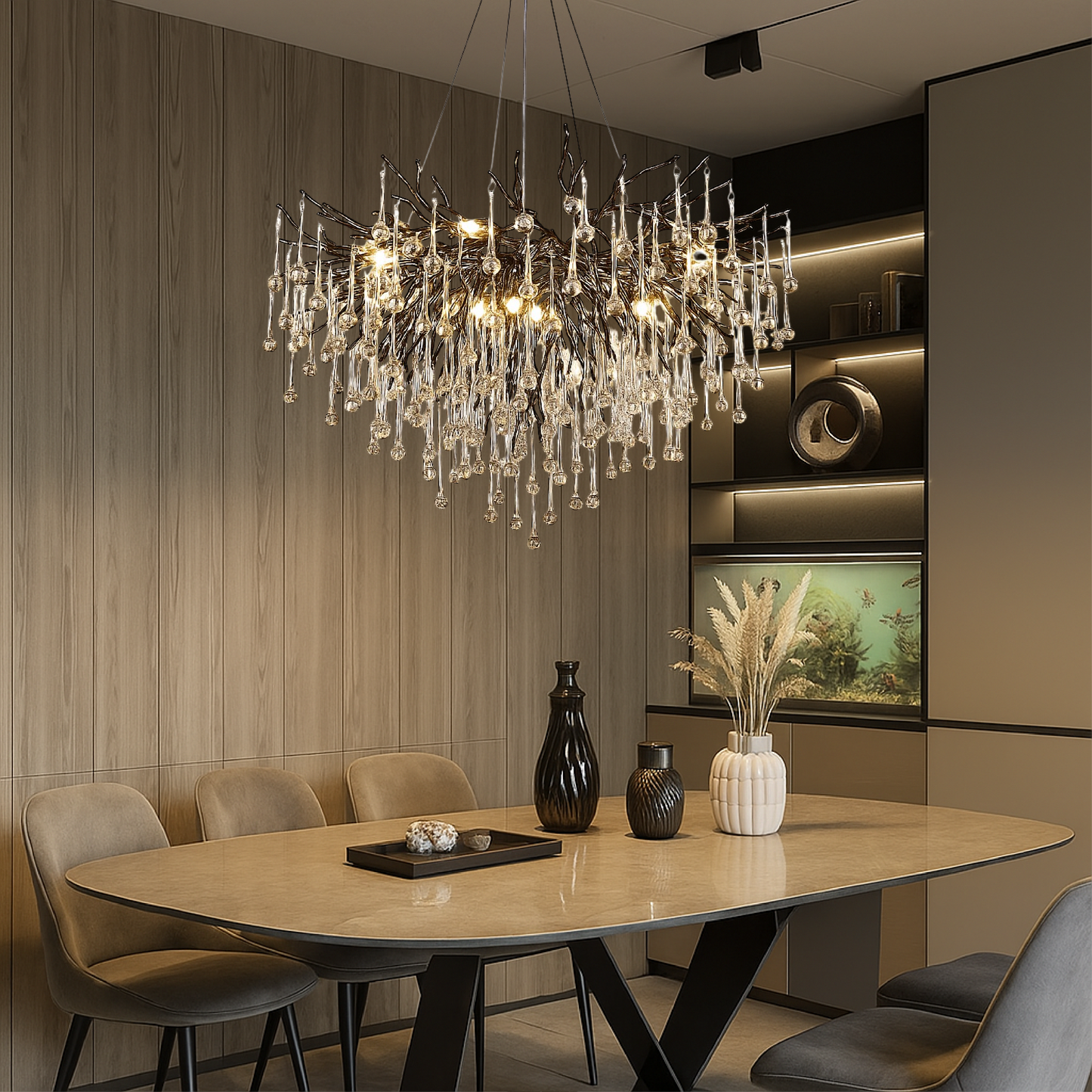Auronix | Black Raindrop Chandelier with Luxurious Appeal