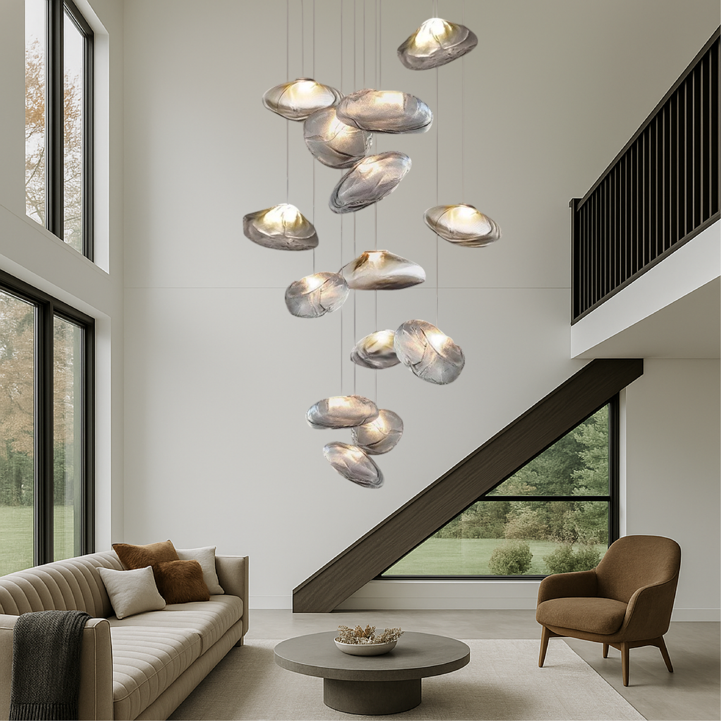 AuroraLume  | Elegant Nordic Glass Villa Chandelier