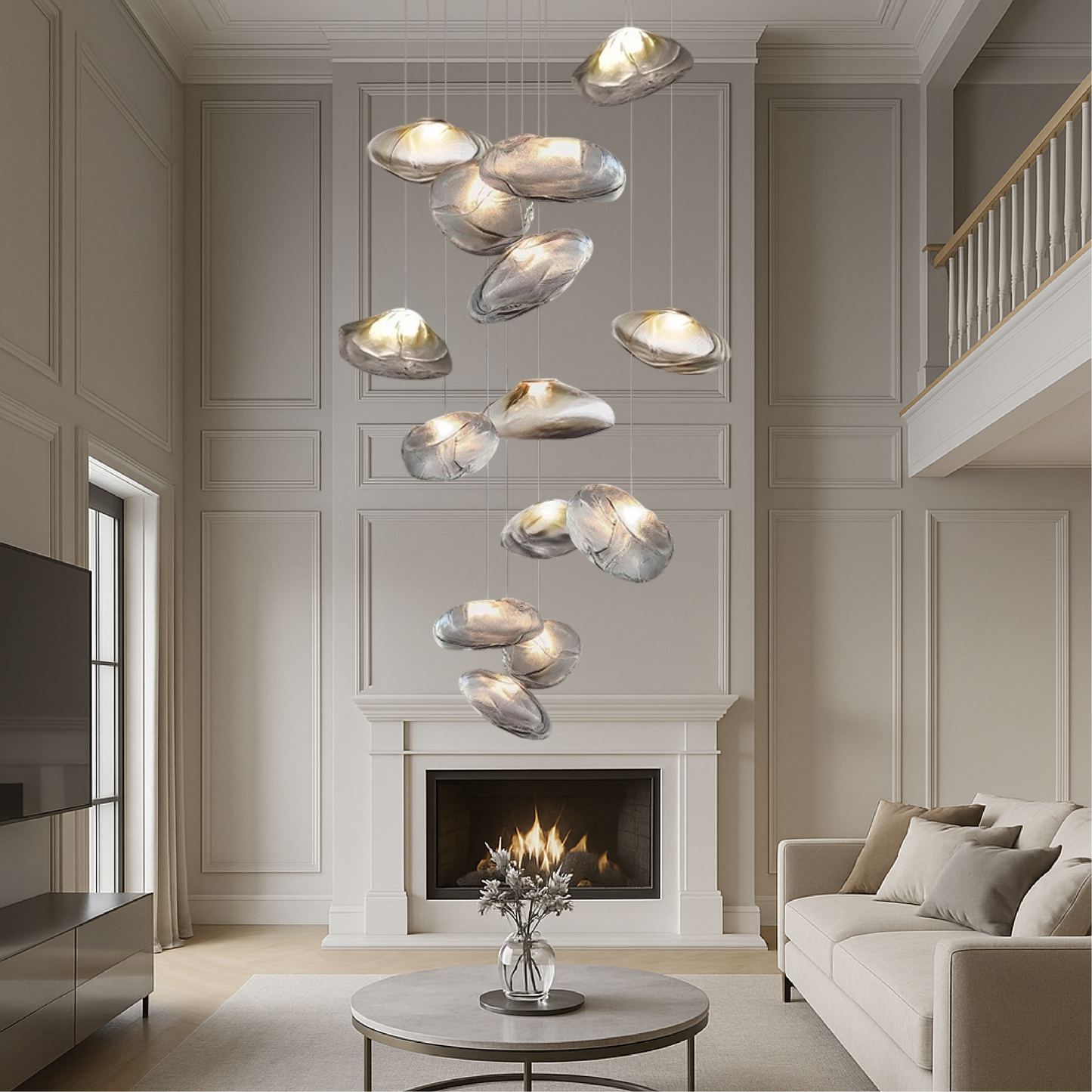 AuroraLume  | Elegant Nordic Glass Villa Chandelier