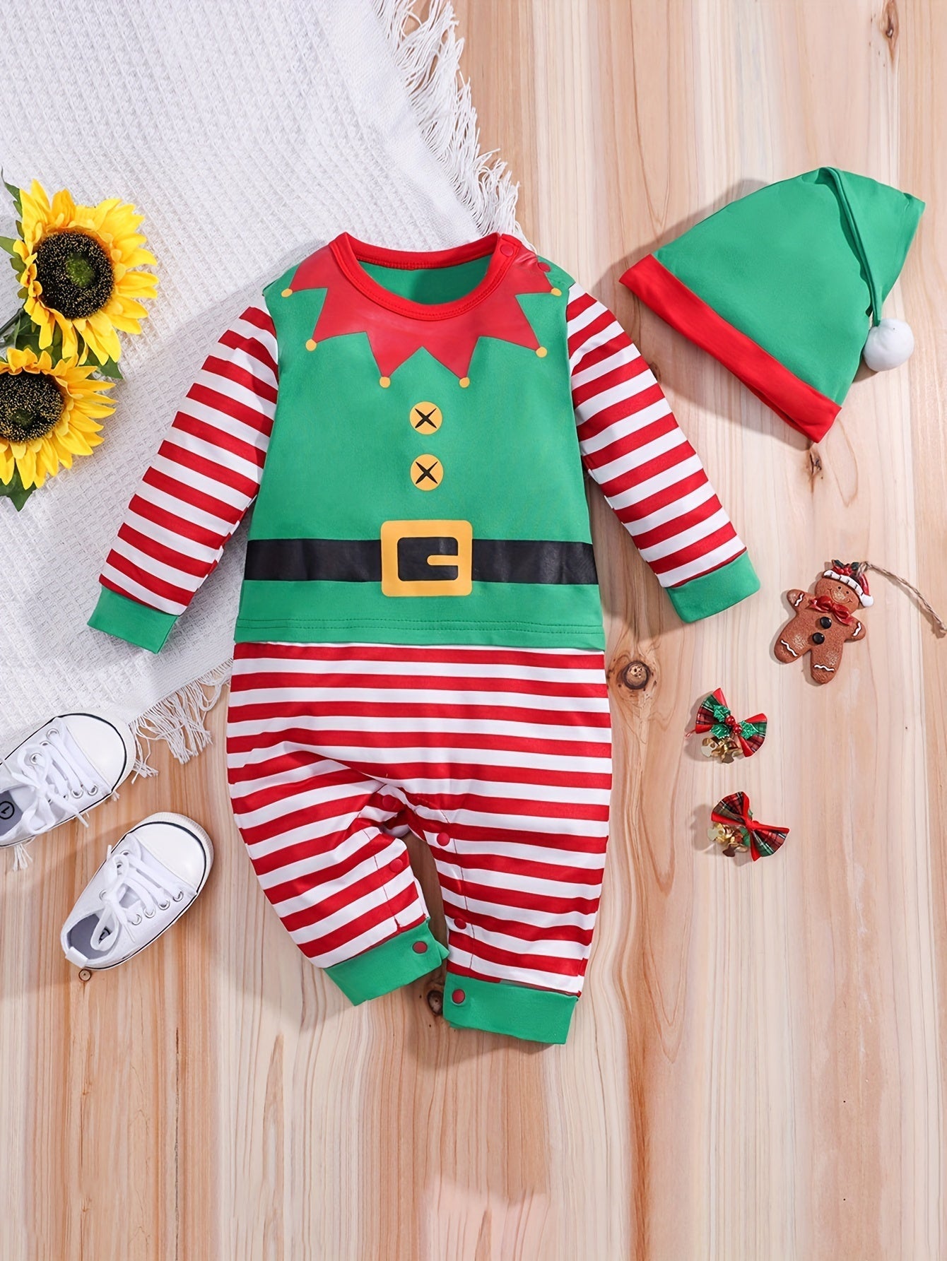 Baby Festive Elf Romper | Long Sleeve Halloween Costume