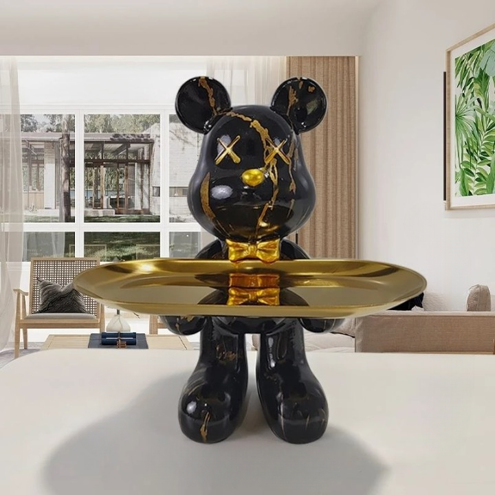 GrizzlyButler Figurine – A decorative bear figurine that includes a functional tray.