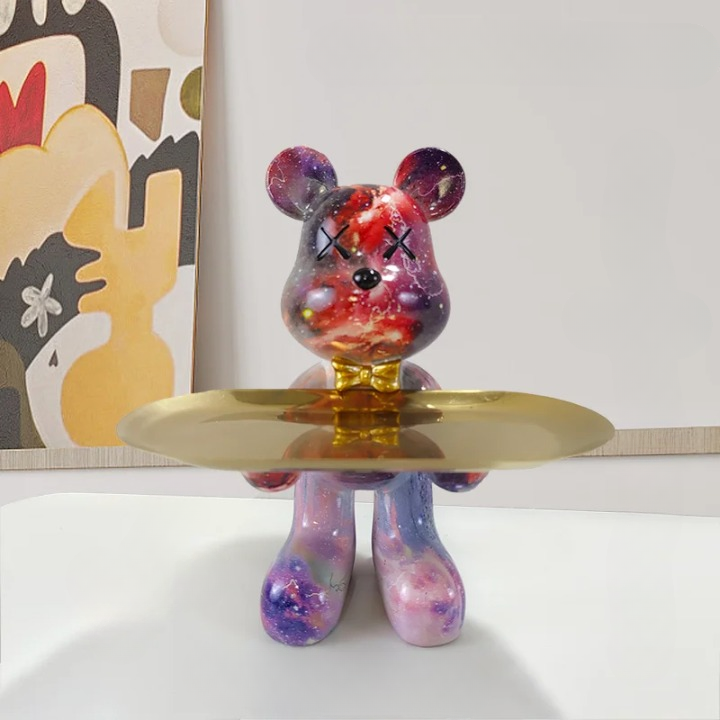 GrizzlyButler Figurine – A decorative bear figurine that includes a functional tray.