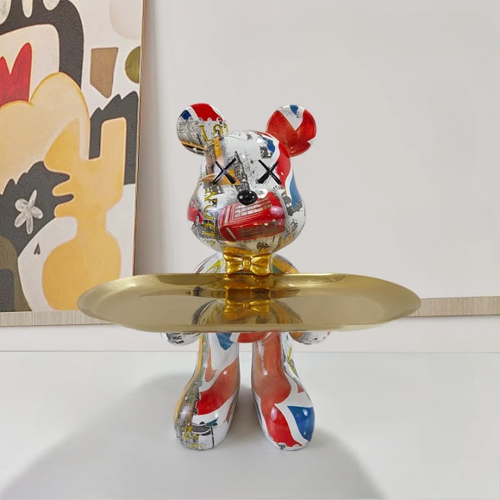 GrizzlyButler Figurine – A decorative bear figurine that includes a functional tray.