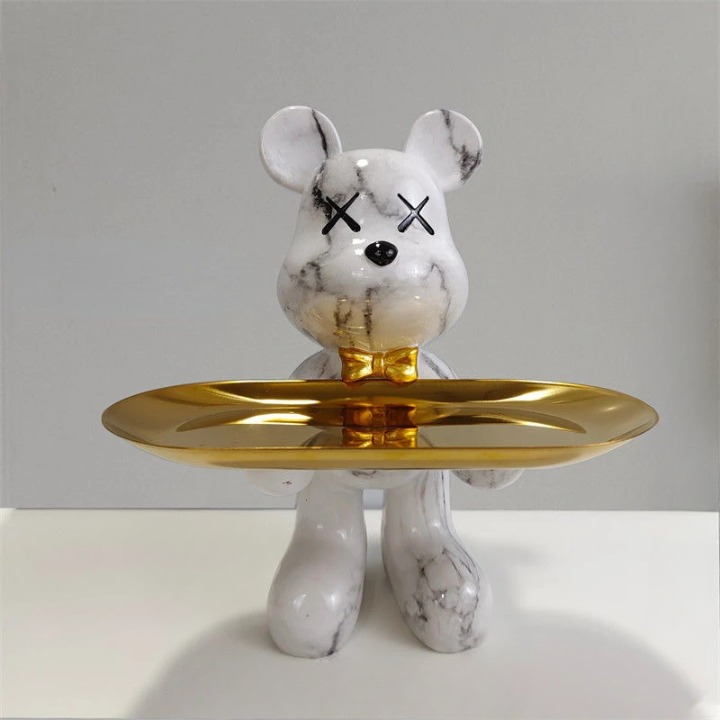 GrizzlyButler Figurine – A decorative bear figurine that includes a functional tray.