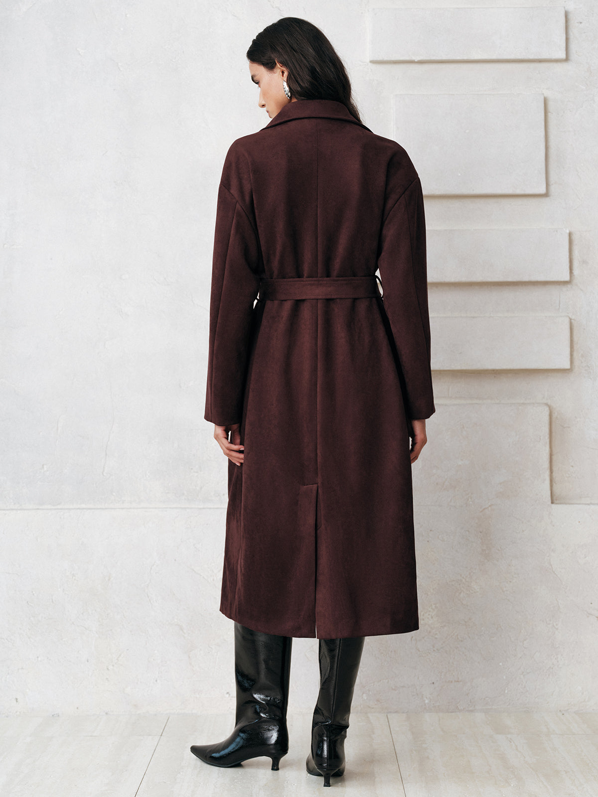 Cameron | Tailored Suede Belted Long Trench Coat