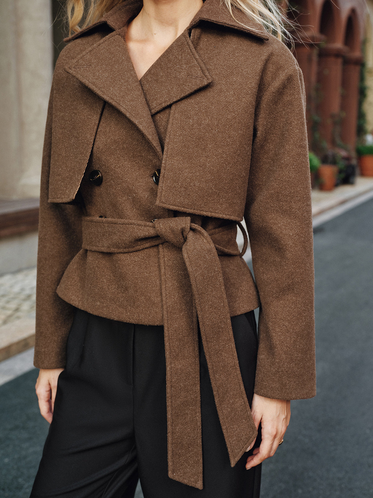 Cassidy | Sophisticated Belted Double-Breasted Tweed Coat